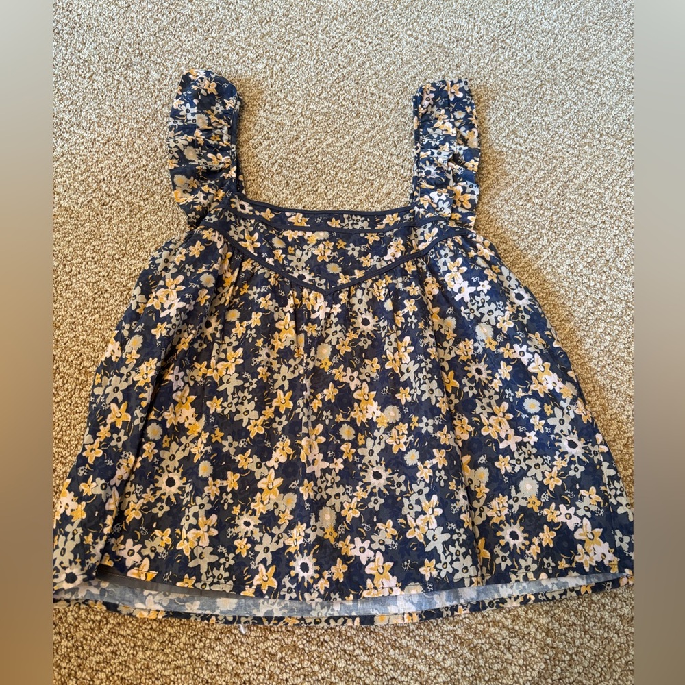 Floral Blue and Yellow Kids Top